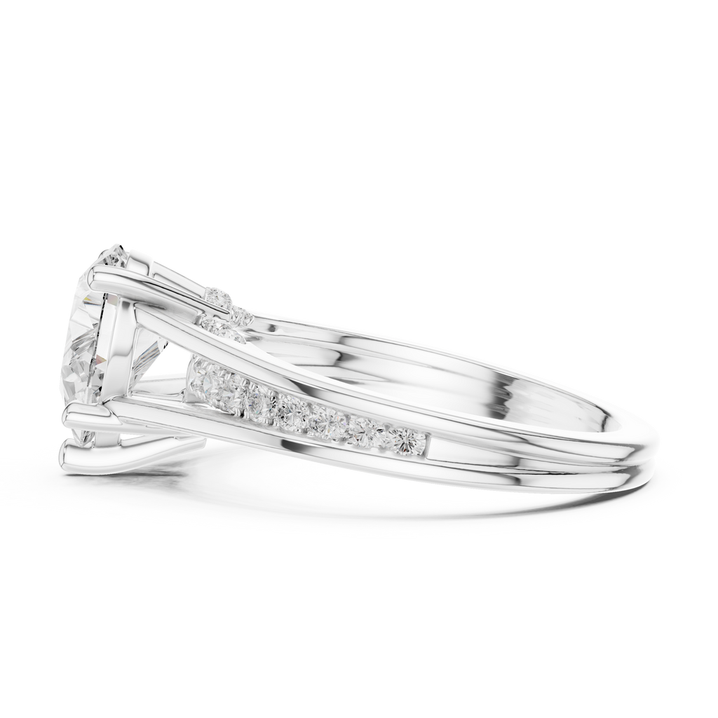 2.29 CT Pear Cut Diamond Engagement Ring with Pavé Band