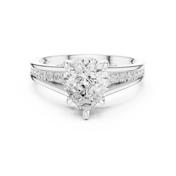 2.29 CT Pear Cut Diamond Engagement Ring with Pavé Band