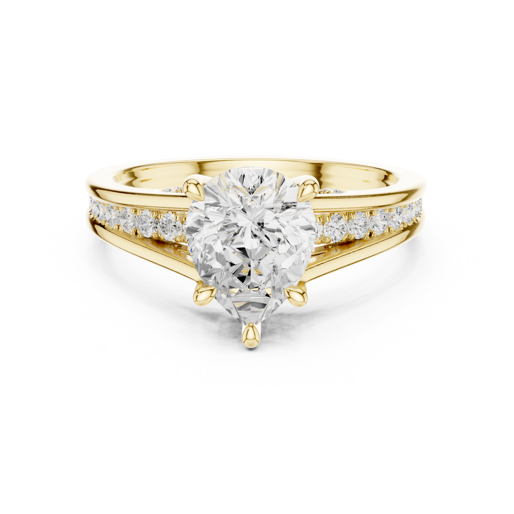 2.29 CT Pear Cut Diamond Engagement Ring with Pavé Band