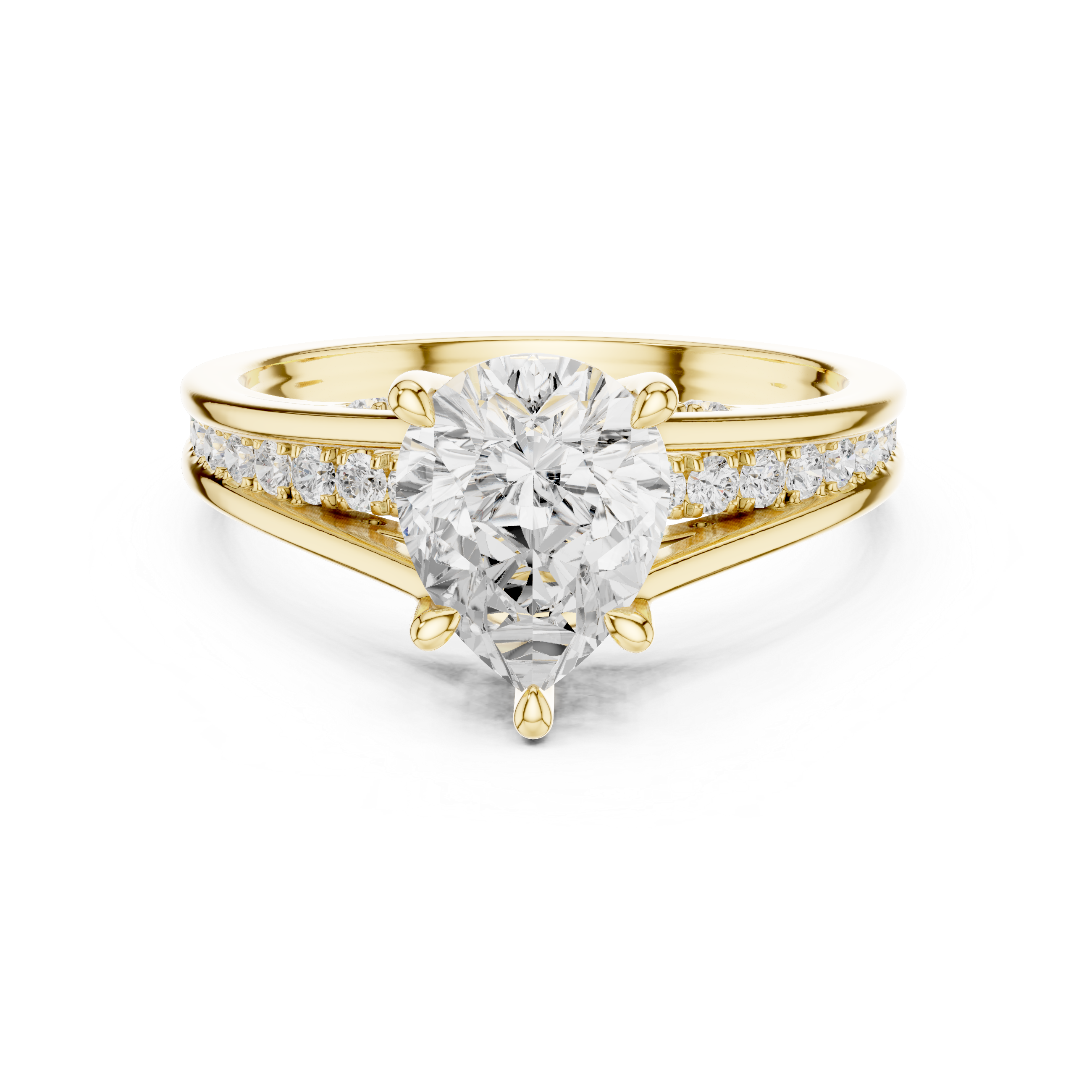 2.29 CT Pear Cut Diamond Engagement Ring with Pavé Band