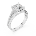 2.30 CT Princess Cut Diamond Engagement Ring with Pavé Split Shank