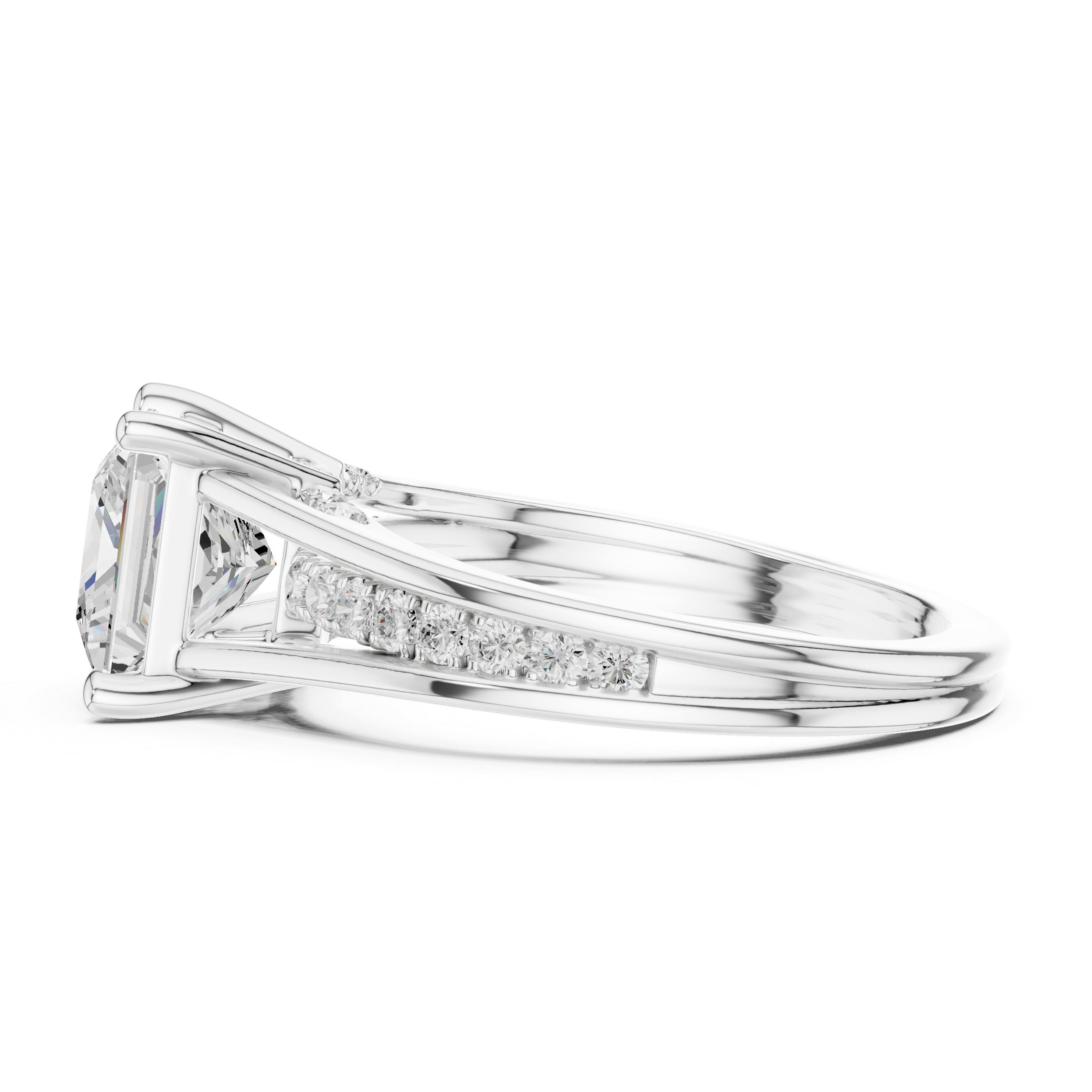 2.30 CT Princess Cut Diamond Engagement Ring with Pavé Split Shank