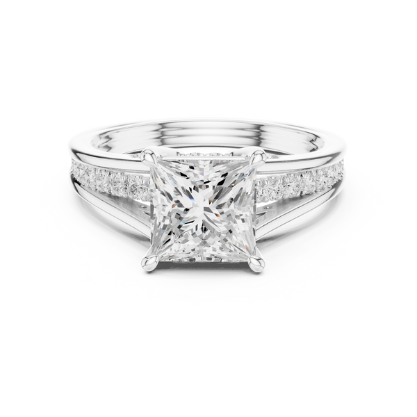 2.30 CT Princess Cut Diamond Engagement Ring with Pavé Split Shank