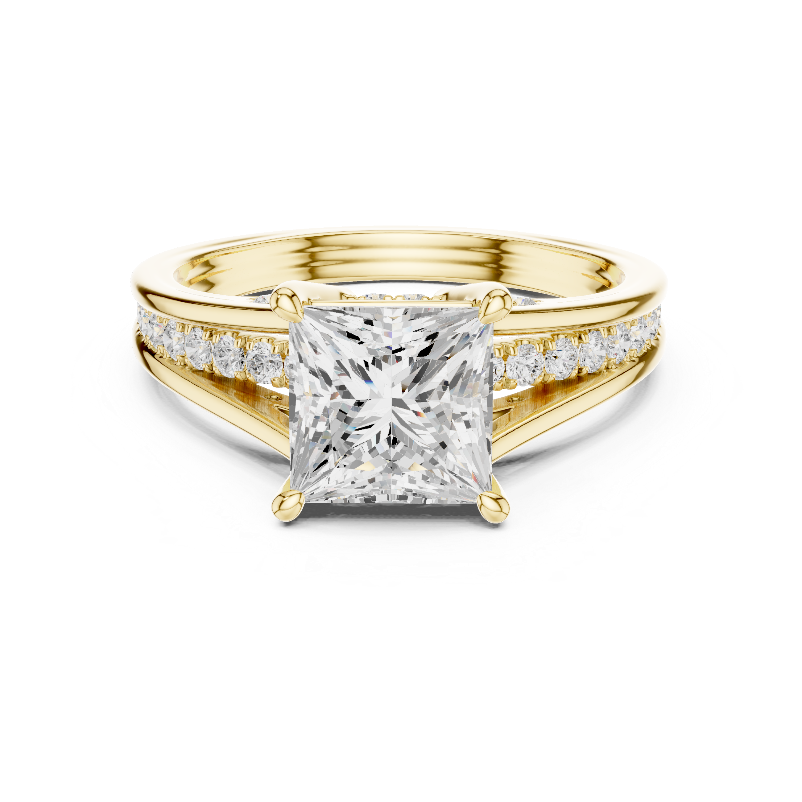 2.30 CT Princess Cut Diamond Engagement Ring with Pavé Split Shank