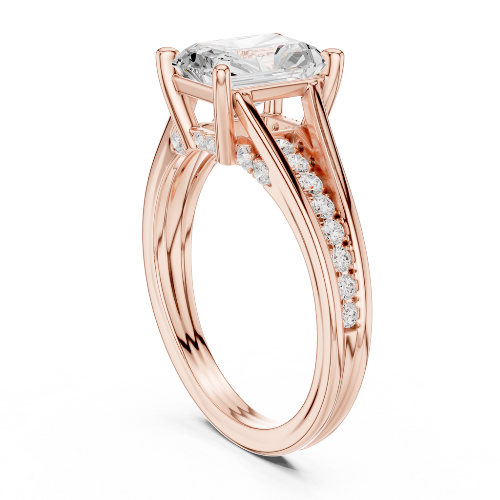 1.80 CT Radiant Cut Diamond Engagement Ring with Pavé Split Shank