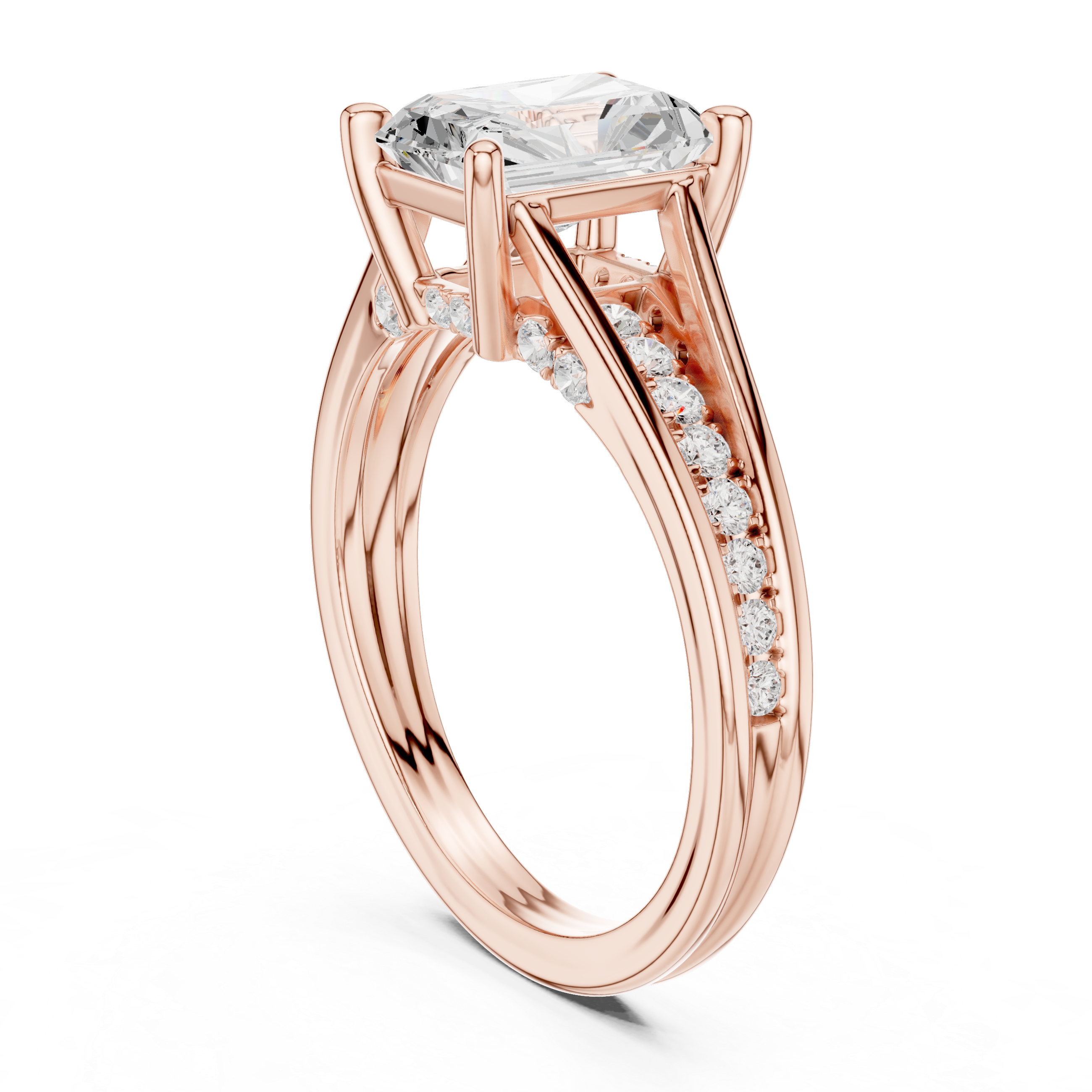 1.80 CT Radiant Cut Diamond Engagement Ring with Pavé Split Shank