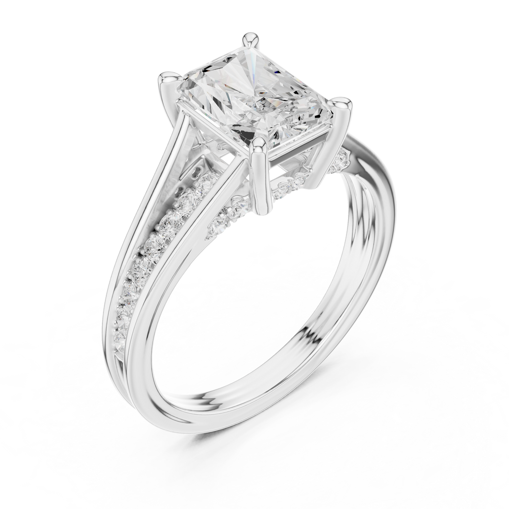 1.80 CT Radiant Cut Diamond Engagement Ring with Pavé Split Shank