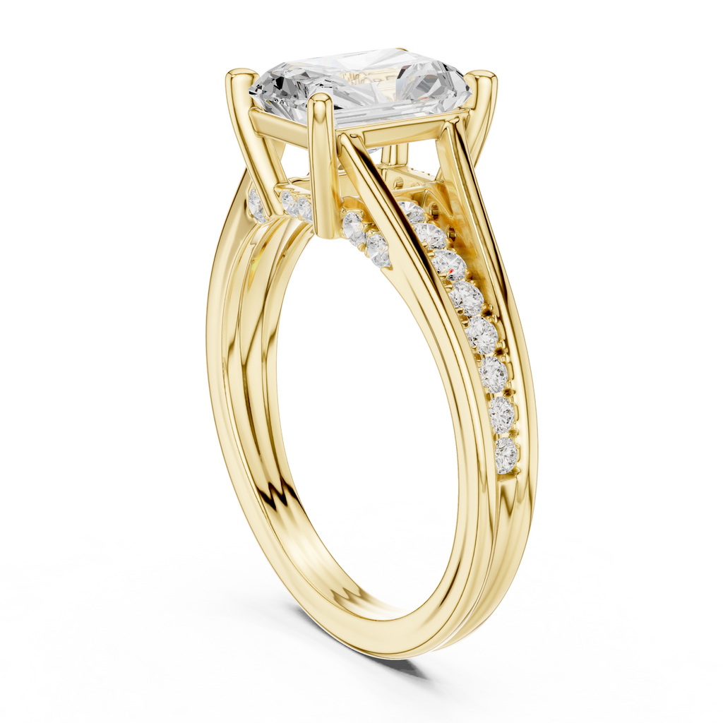 1.80 CT Radiant Cut Diamond Engagement Ring with Pavé Split Shank