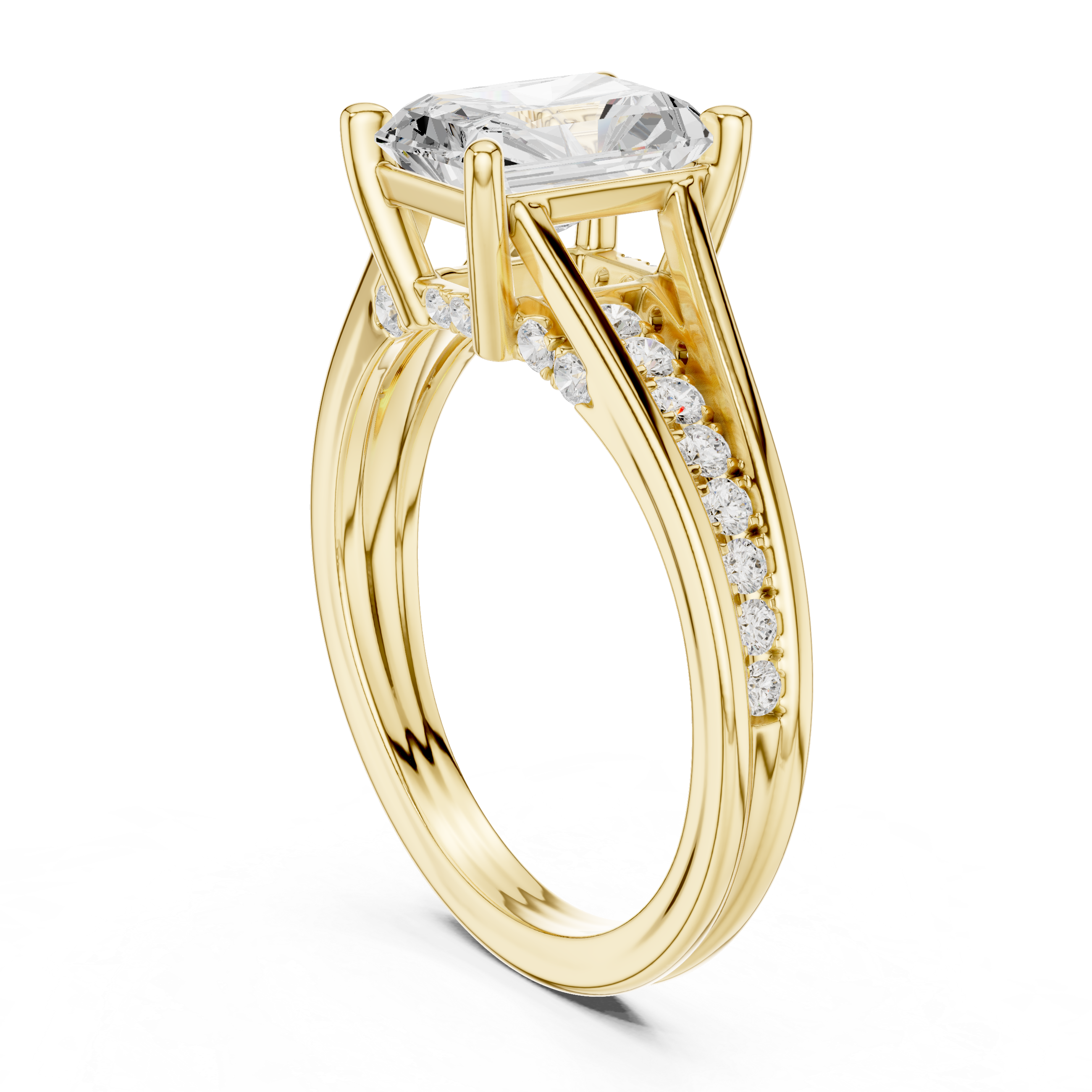 1.80 CT Radiant Cut Diamond Engagement Ring with Pavé Split Shank