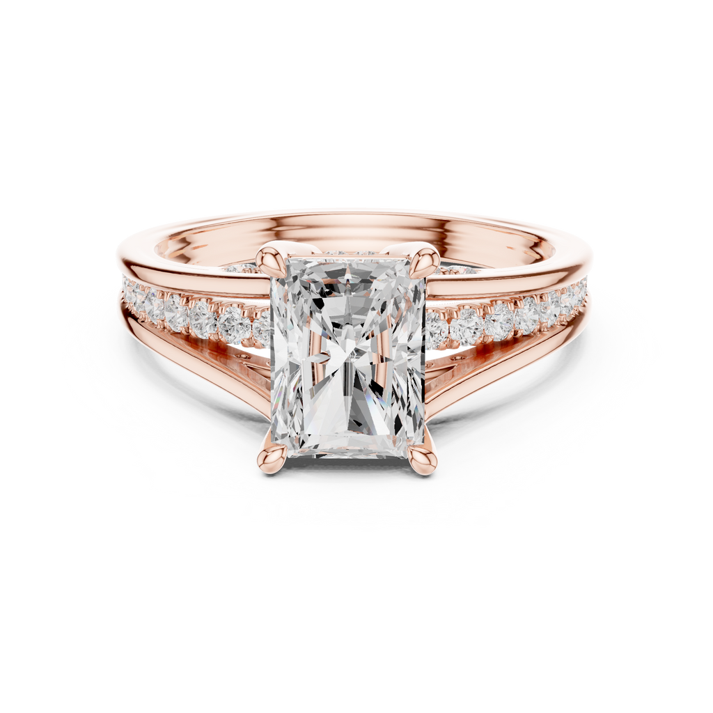 1.80 CT Radiant Cut Diamond Engagement Ring with Pavé Split Shank