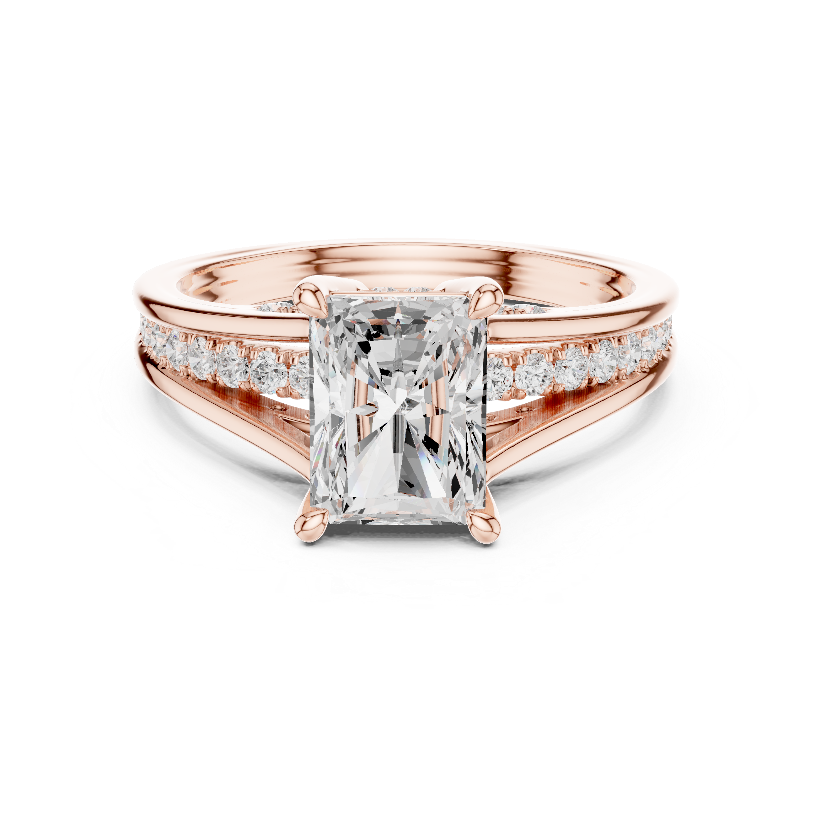 1.80 CT Radiant Cut Diamond Engagement Ring with Pavé Split Shank