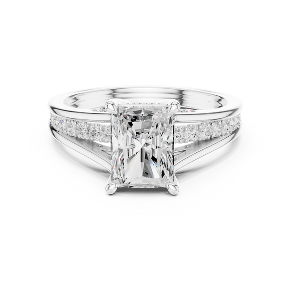 1.80 CT Radiant Cut Diamond Engagement Ring with Pavé Split Shank
