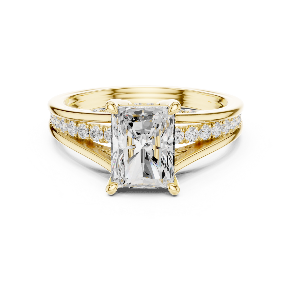 1.80 CT Radiant Cut Diamond Engagement Ring with Pavé Split Shank