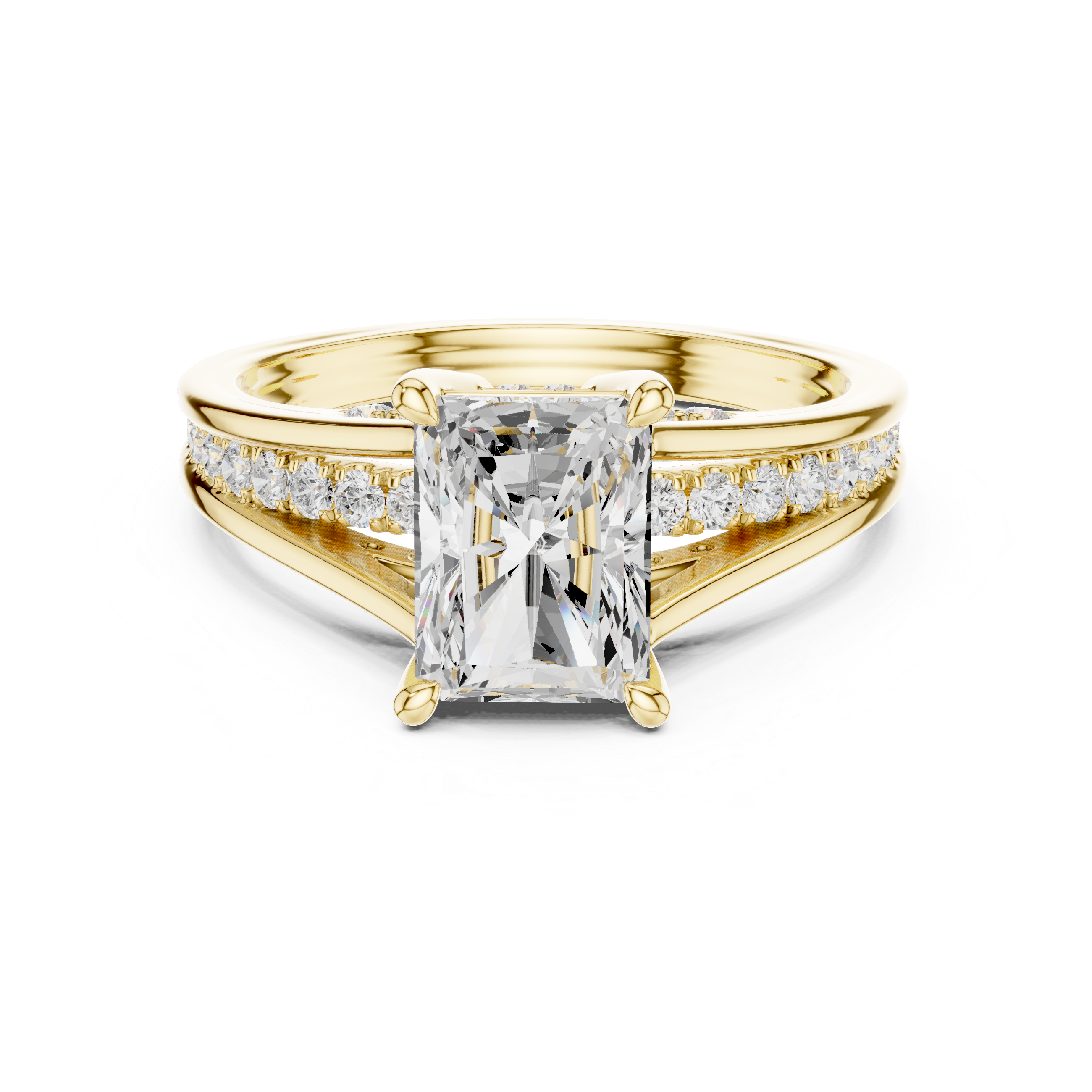 1.80 CT Radiant Cut Diamond Engagement Ring with Pavé Split Shank
