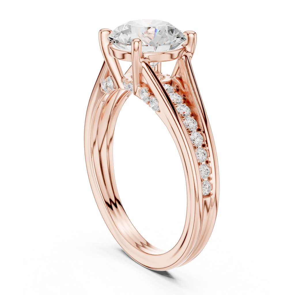 1.79 CT Round Brilliant Diamond Engagement Ring with Pavé Split Shank