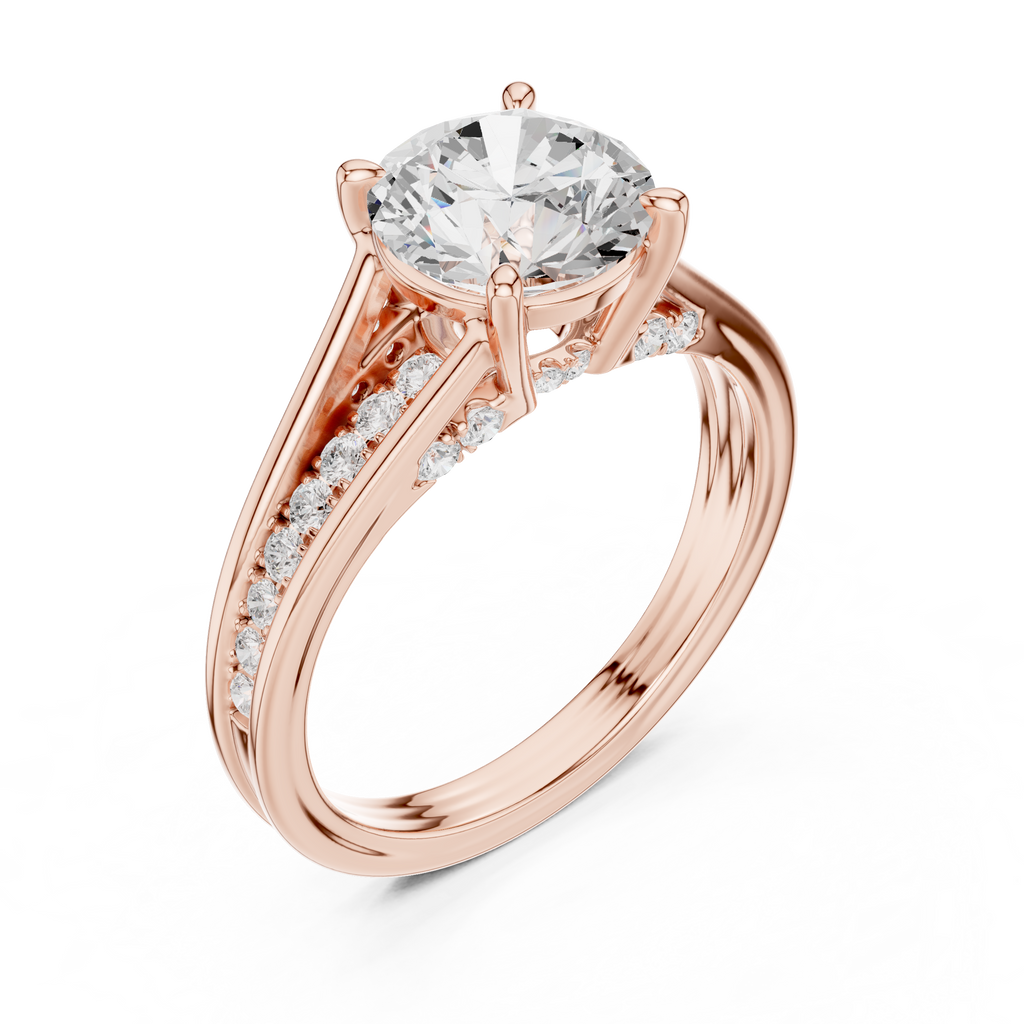 1.79 CT Round Brilliant Diamond Engagement Ring with Pavé Split Shank