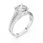 1.79 CT Round Brilliant Diamond Engagement Ring with Pavé Split Shank