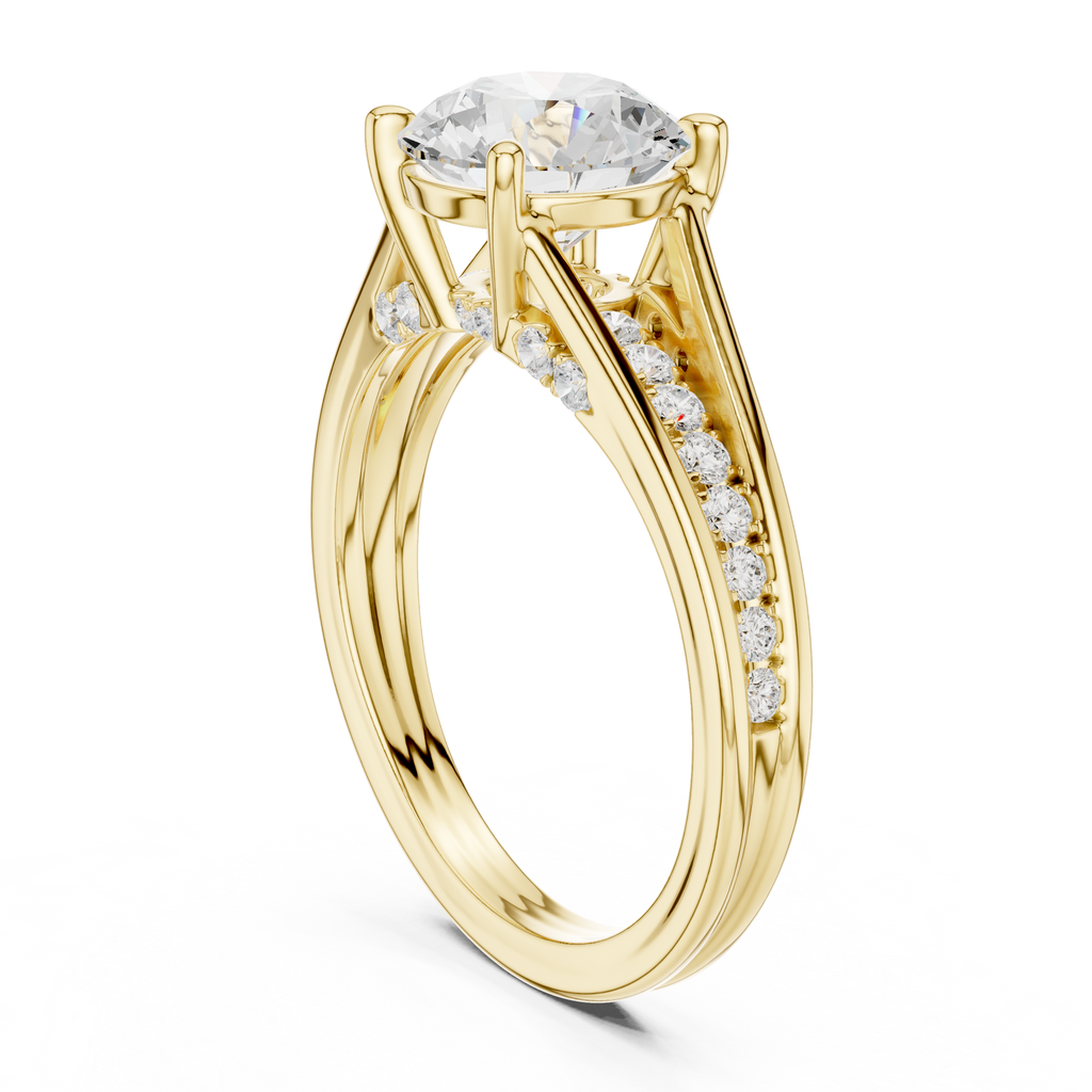 1.79 CT Round Brilliant Diamond Engagement Ring with Pavé Split Shank