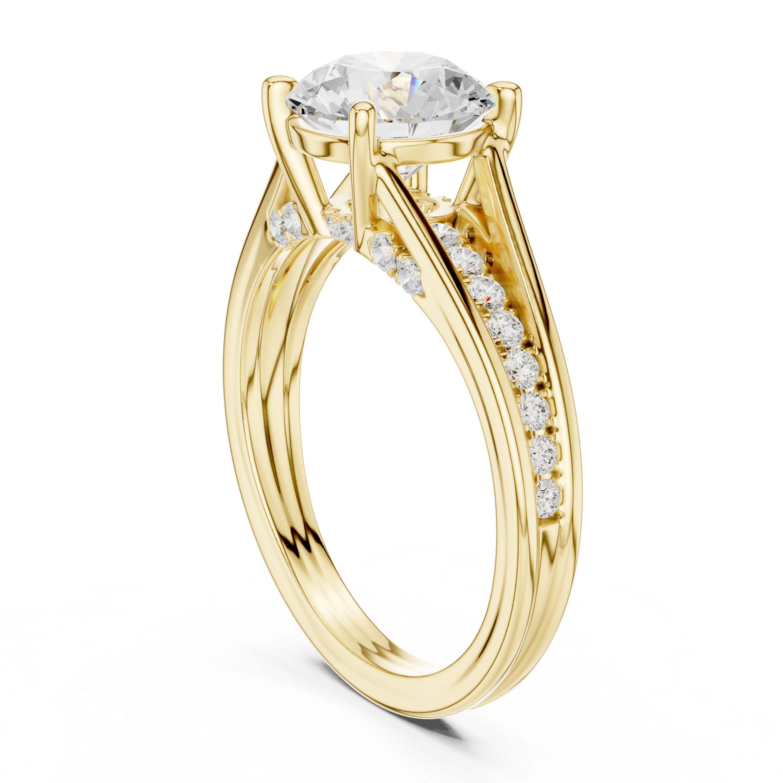 1.79 CT Round Brilliant Diamond Engagement Ring with Pavé Split Shank