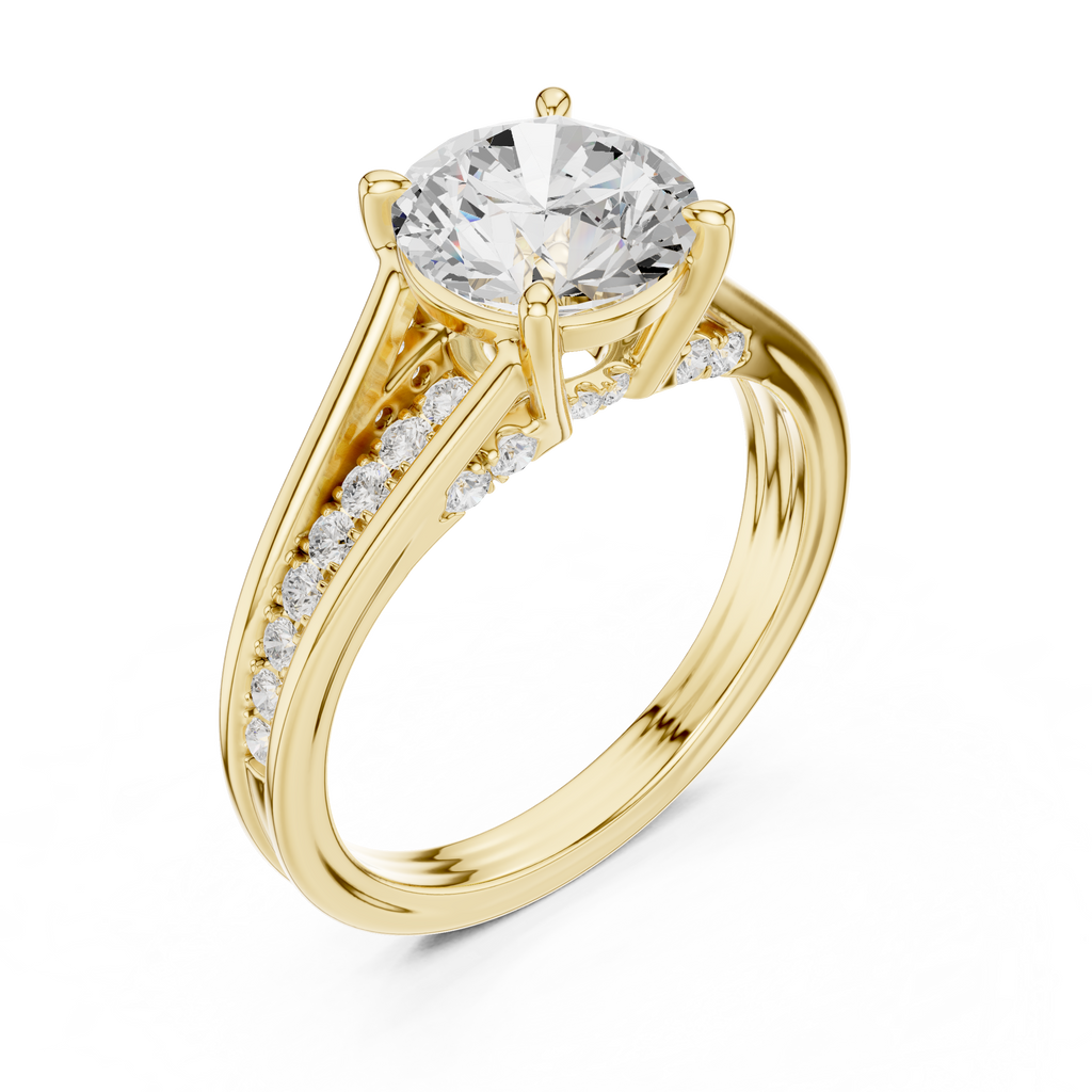 1.79 CT Round Brilliant Diamond Engagement Ring with Pavé Split Shank