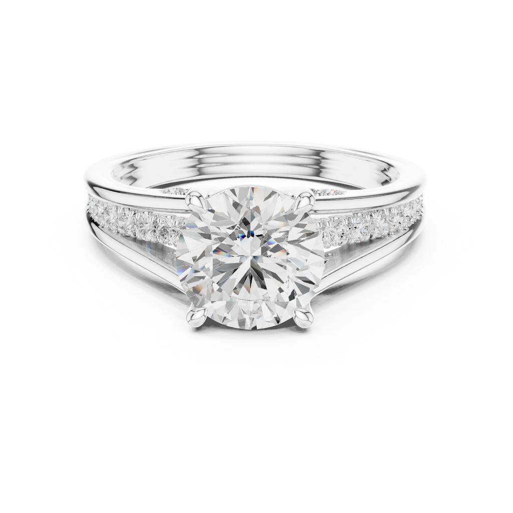 1.79 CT Round Brilliant Diamond Engagement Ring with Pavé Split Shank