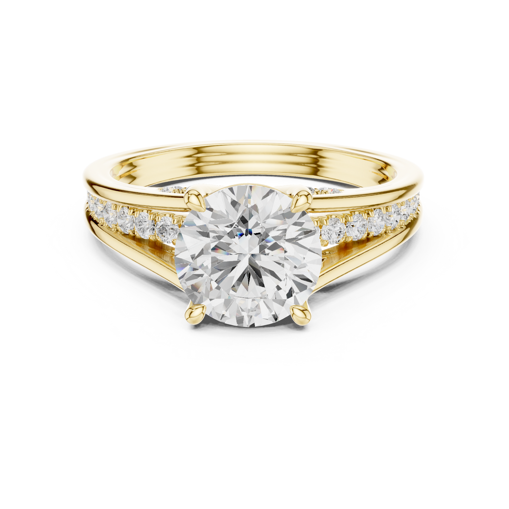 1.79 CT Round Brilliant Diamond Engagement Ring with Pavé Split Shank