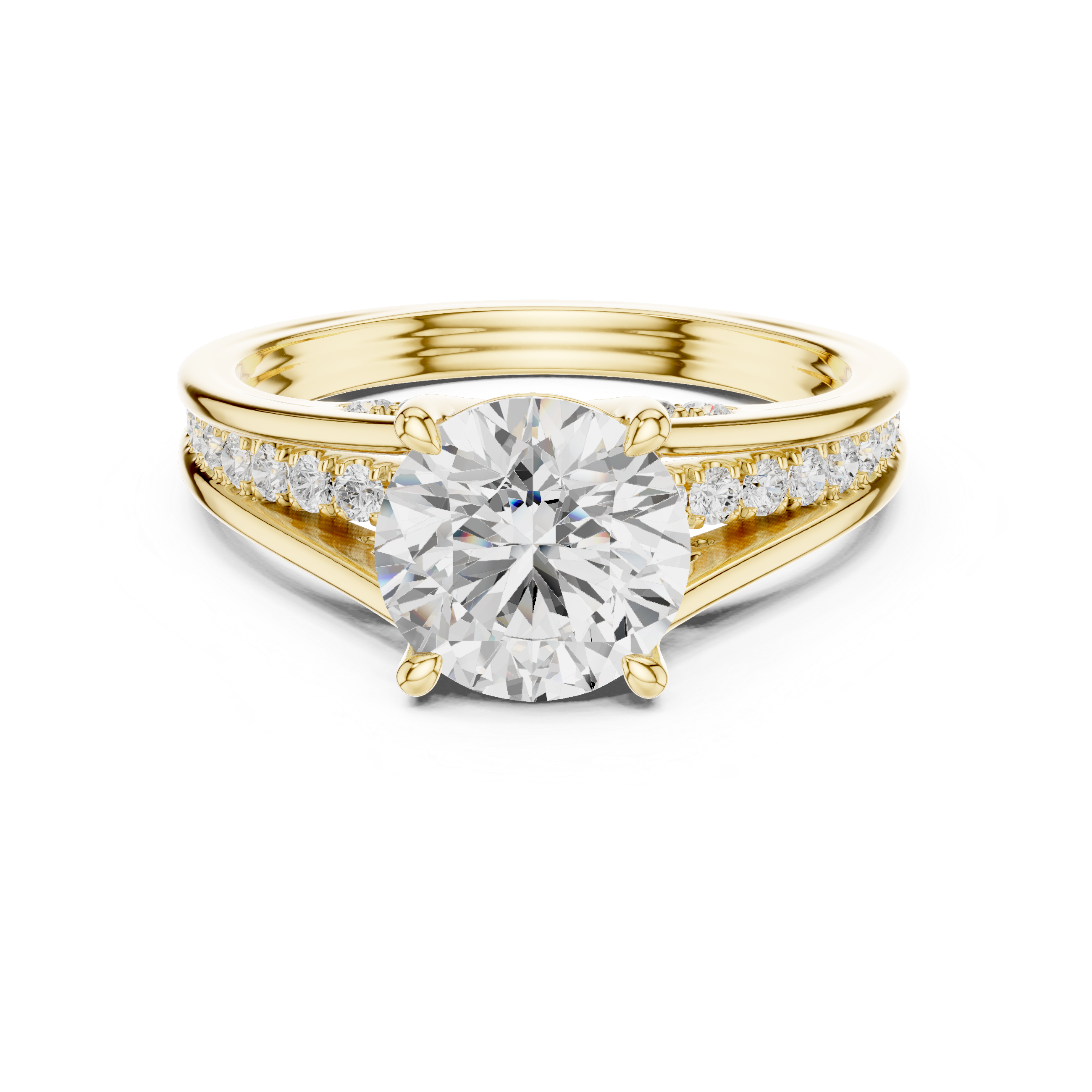 1.79 CT Round Brilliant Diamond Engagement Ring with Pavé Split Shank