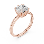 Asscher Cut Solitaire Engagement Ring with Hidden Diamond Halo