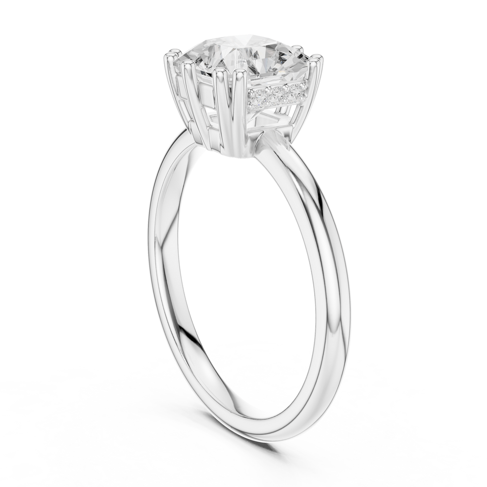 2.04 CT Asscher Cut Diamond Solitaire Engagement Ring with Hidden Halo
