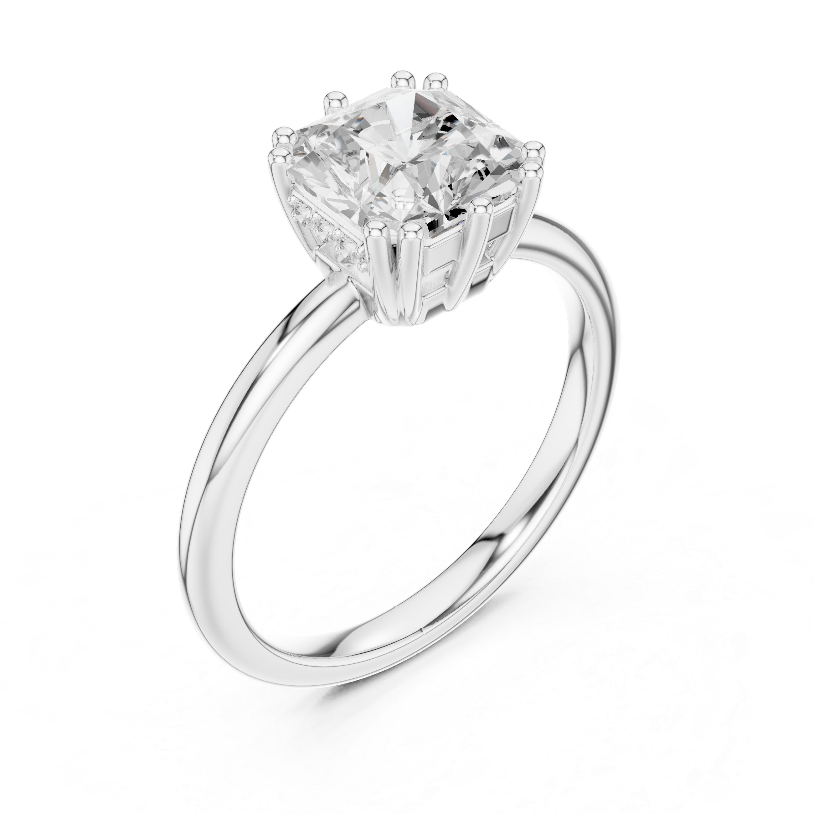 2.04 CT Asscher Cut Diamond Solitaire Engagement Ring with Hidden Halo