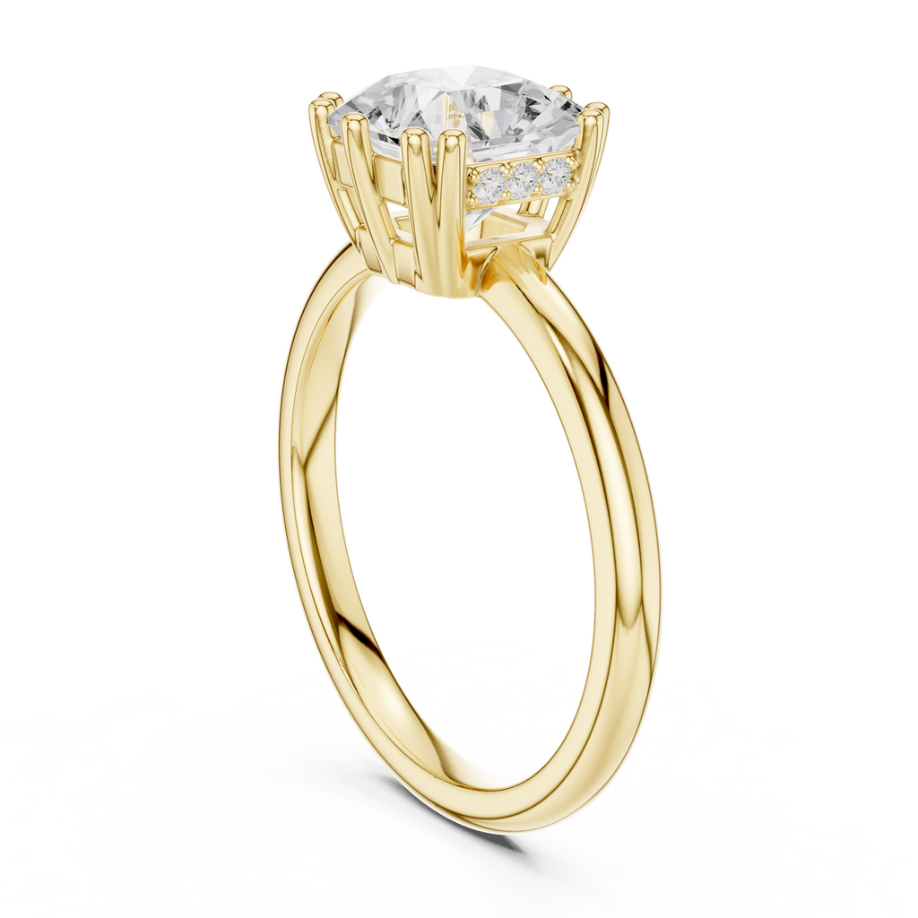 Asscher Cut Solitaire Engagement Ring with Hidden Diamond Halo