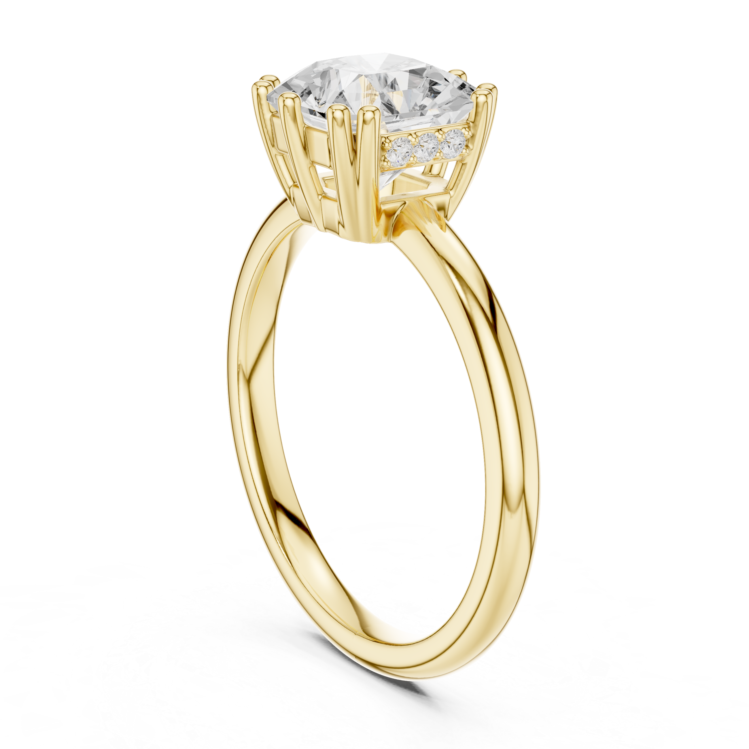 Asscher Cut Solitaire Engagement Ring with Hidden Diamond Halo
