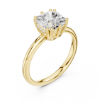 Asscher Cut Solitaire Engagement Ring with Hidden Diamond Halo
