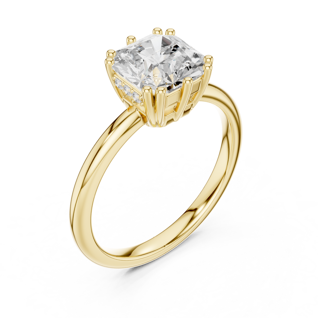 2.04 CT Asscher Cut Diamond Solitaire Engagement Ring with Hidden Halo