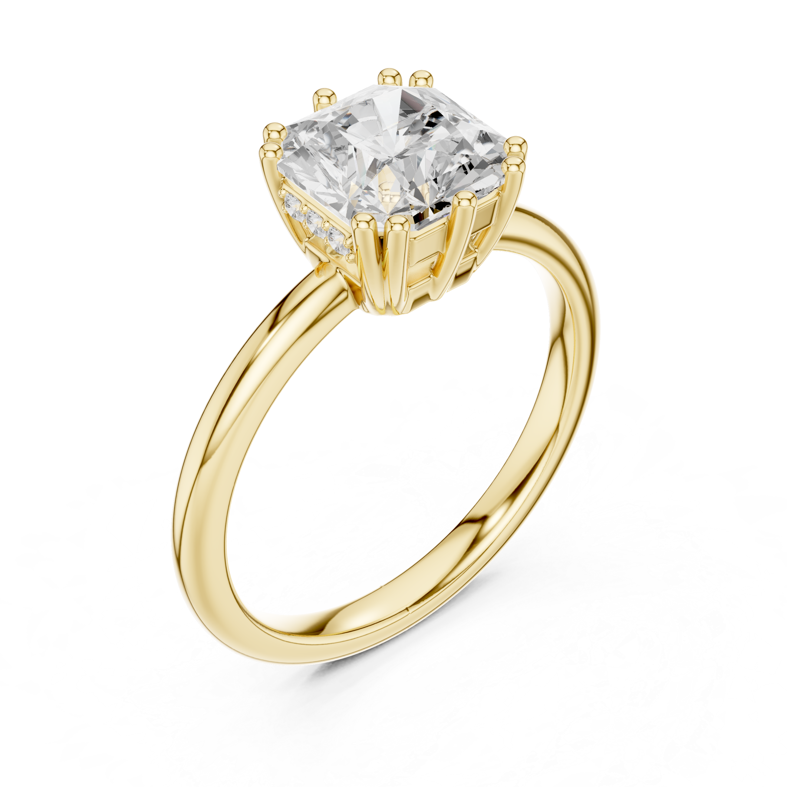 2.04 CT Asscher Cut Diamond Solitaire Engagement Ring with Hidden Halo