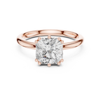 Asscher Cut Solitaire Engagement Ring with Hidden Diamond Halo