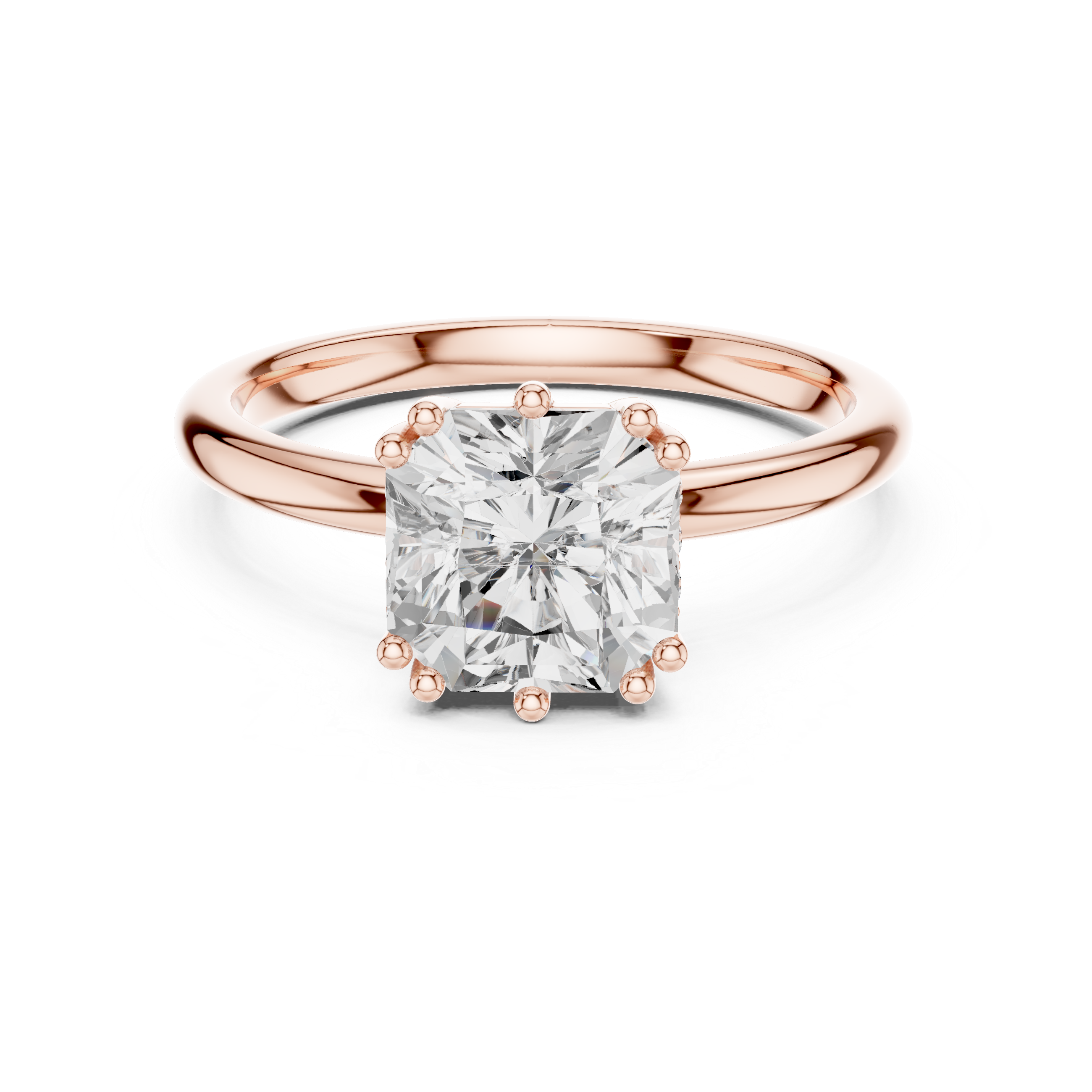 Asscher Cut Solitaire Engagement Ring with Hidden Diamond Halo