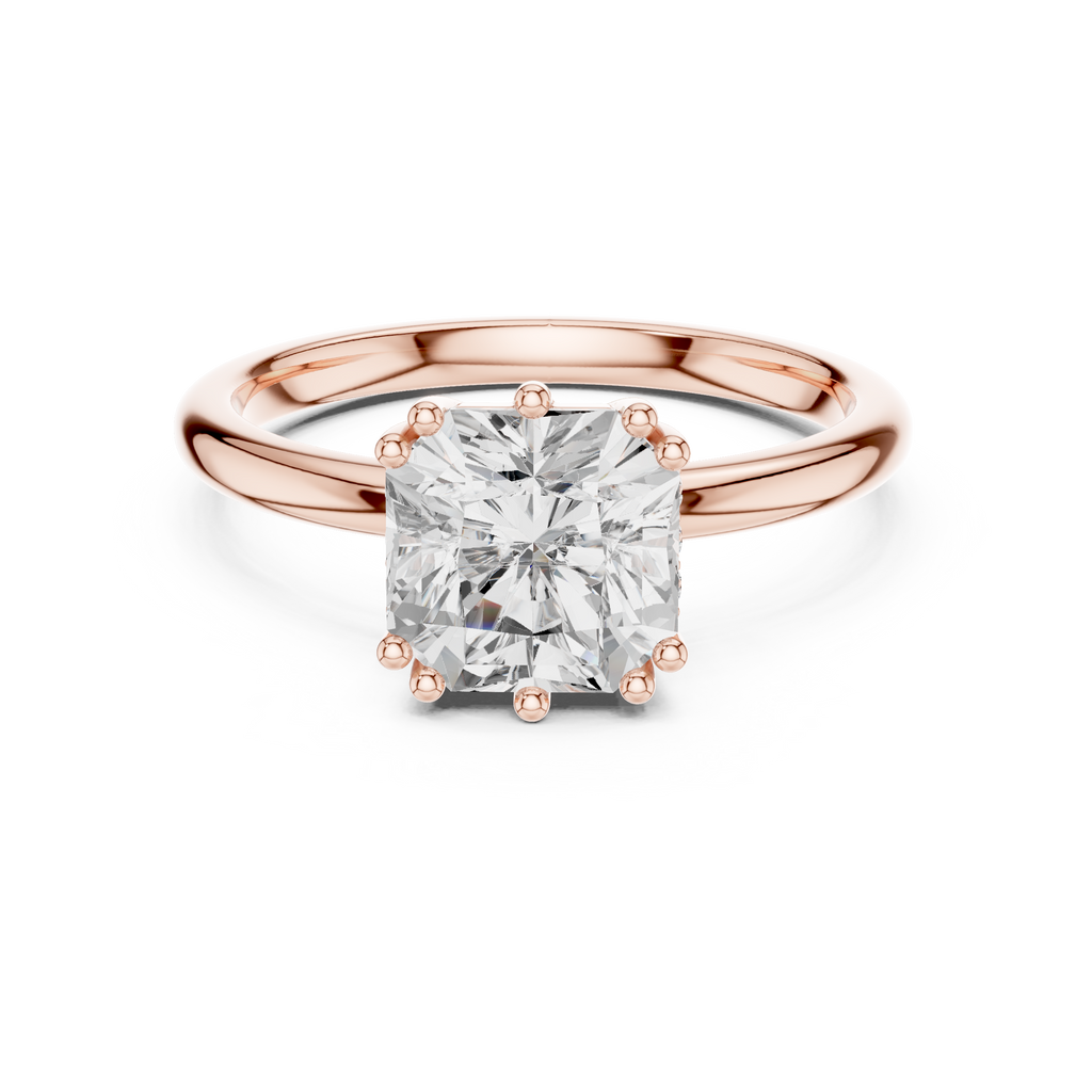 2.04 CT Asscher Cut Diamond Solitaire Engagement Ring with Hidden Halo