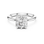 Asscher Cut Solitaire Engagement Ring with Hidden Diamond Halo