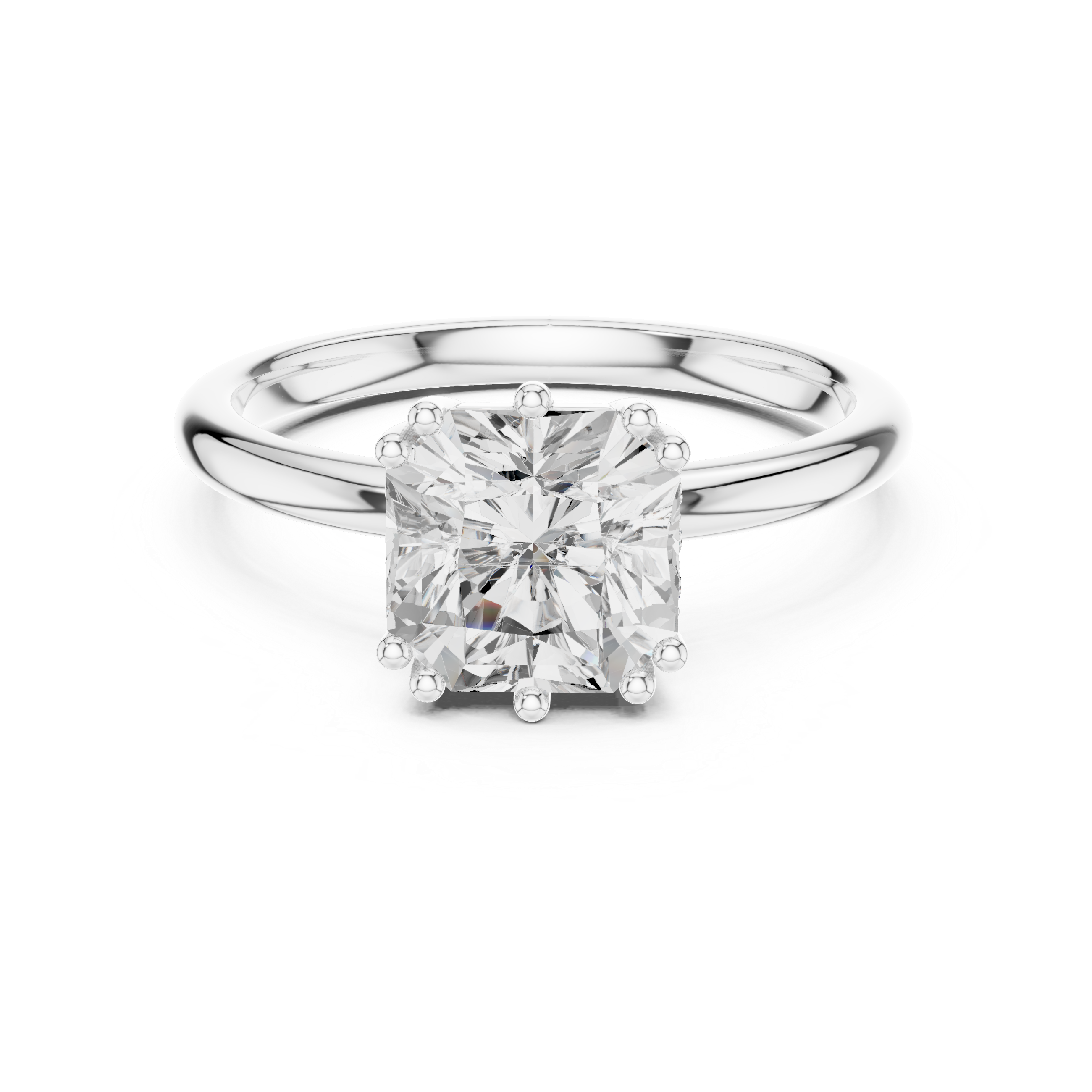 Asscher Cut Solitaire Engagement Ring with Hidden Diamond Halo