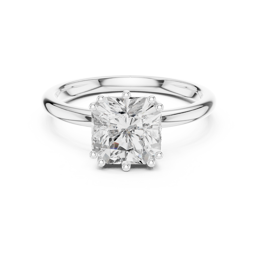 2.04 CT Asscher Cut Diamond Solitaire Engagement Ring with Hidden Halo
