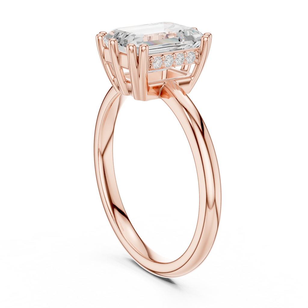 Emerald Cut Solitaire Engagement Ring with Hidden Diamond Gallery