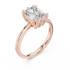 Emerald Cut Solitaire Engagement Ring with Hidden Diamond Gallery
