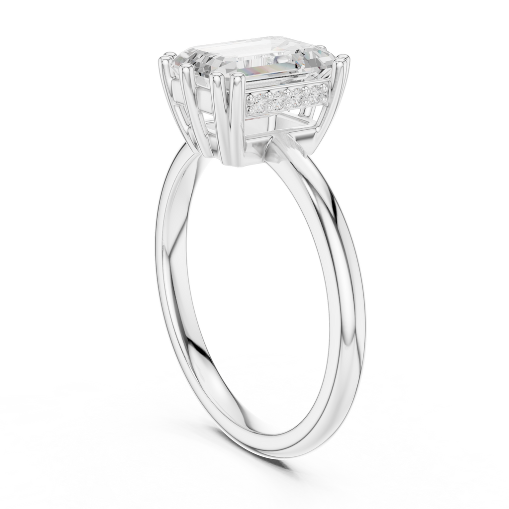 Emerald Cut Solitaire Engagement Ring with Hidden Diamond Gallery