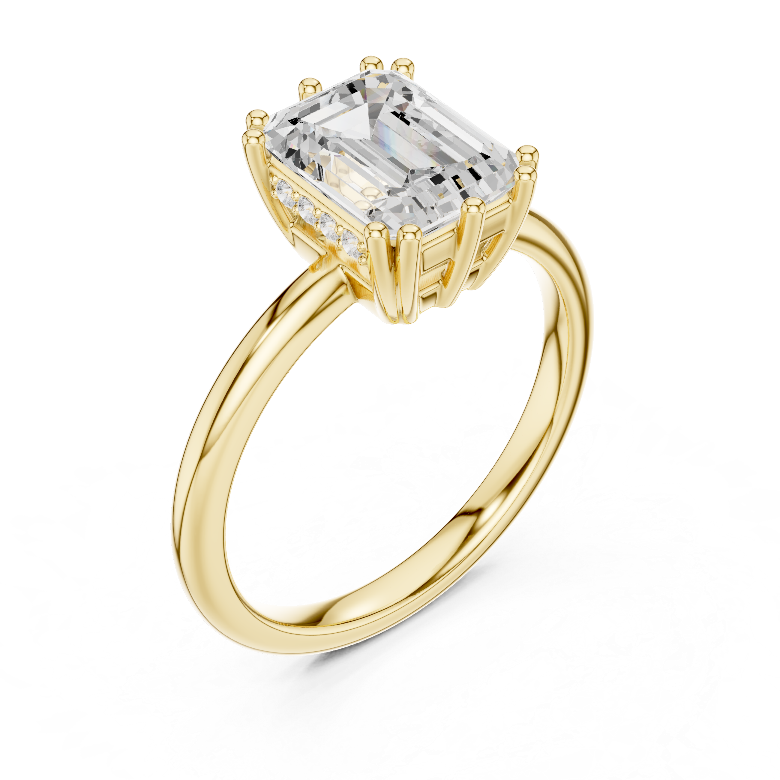 Emerald Cut Solitaire Engagement Ring with Hidden Diamond Gallery