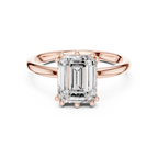2.05 CT Emerald Cut Diamond Solitaire Engagement Ring with Hidden Halo