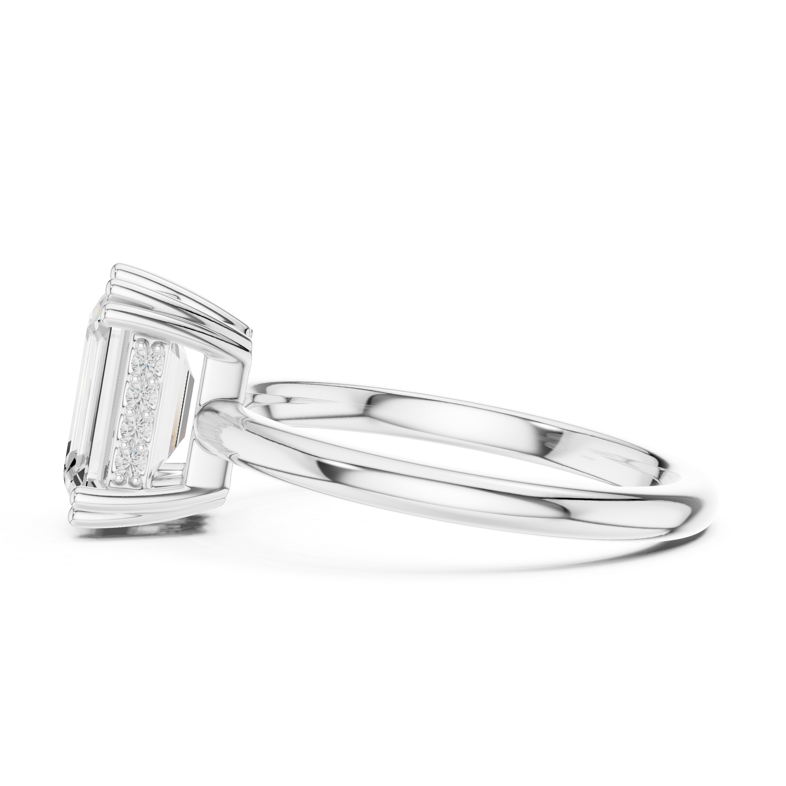 Emerald Cut Solitaire Engagement Ring with Hidden Diamond Gallery