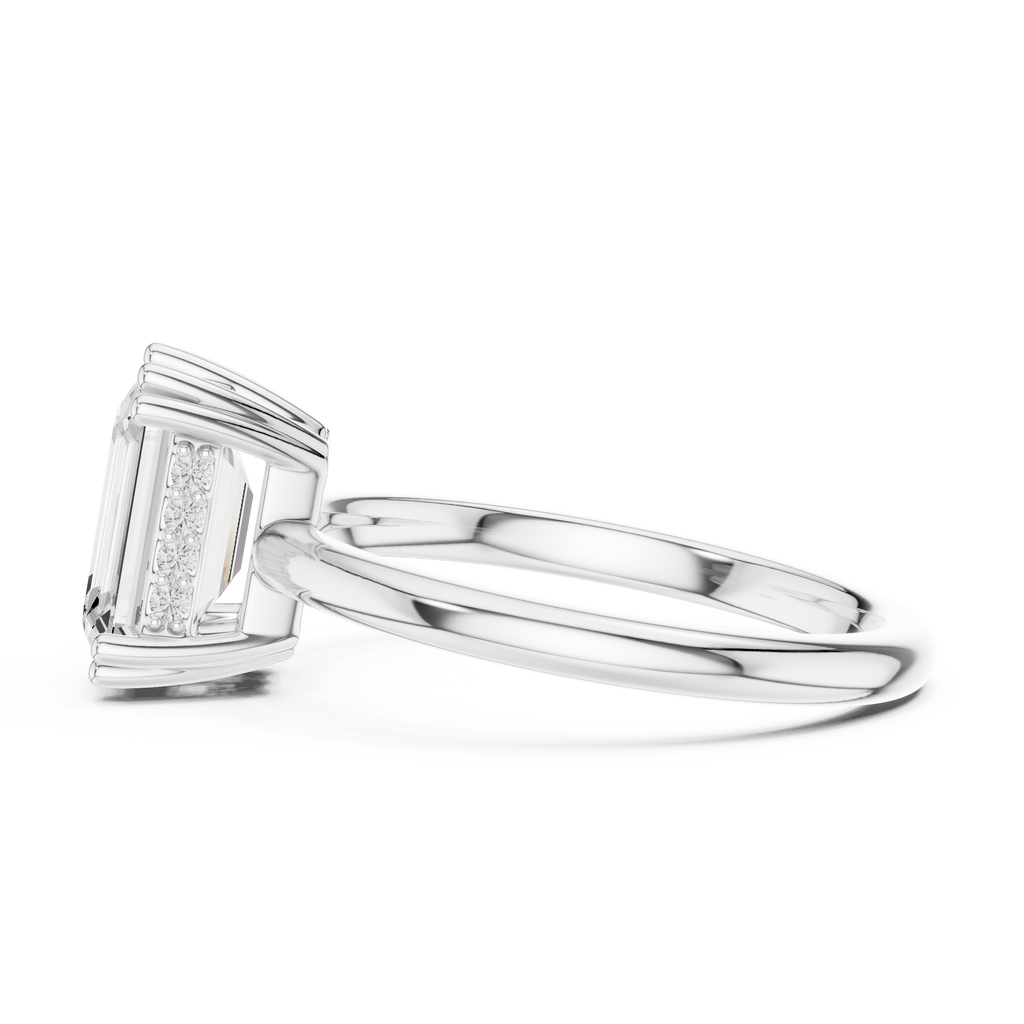 2.05 CT Emerald Cut Diamond Solitaire Engagement Ring with Hidden Halo
