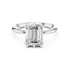 Emerald Cut Solitaire Engagement Ring with Hidden Diamond Gallery