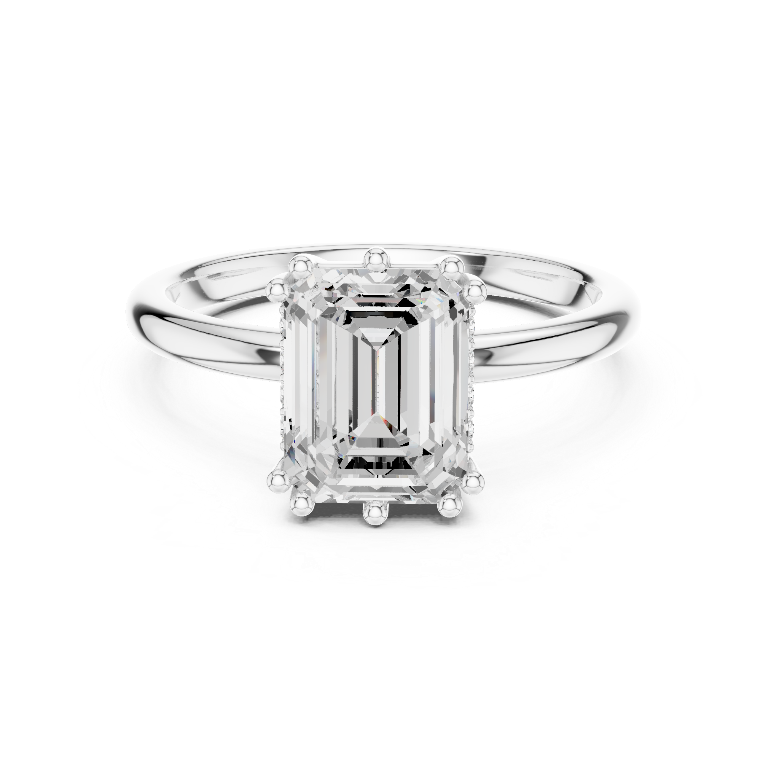 Emerald Cut Solitaire Engagement Ring with Hidden Diamond Gallery